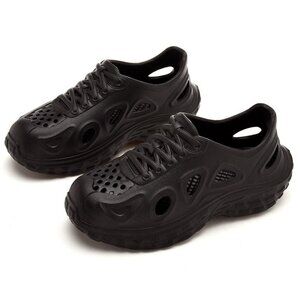 Unisex Breathable Platform Clogs& Lightweight Slip-On--BLACK
